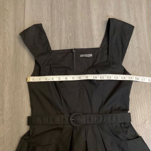 Armani Exchange Belted Little Black Dress Off the Shoulder Puffy Bubble Hem Pock - Picture 8 of 10